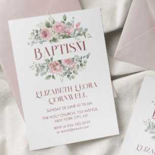 Invitación al bautismo de flor para bebé