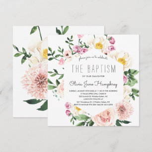 Invitación al bautismo de florals de verano ruidos