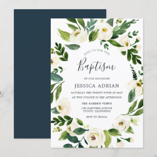Invitación al bautismo de flores de flores de jard