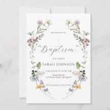 Invitación al bautismo de flores silvestres