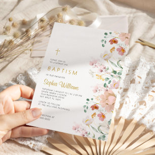 Invitación al bautismo de flores silvestres