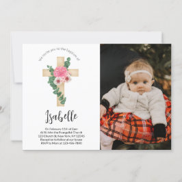 Invitación al bautismo de foto cruzada de flores r