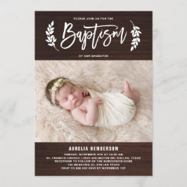 Invitación al bautismo de foto de Laurel Wreath Ru