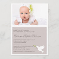 Invitación al bautismo de foto de rama de palo bla