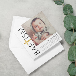 Invitación al bautismo de foto minimalista
