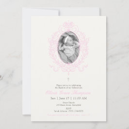 Invitación al bautismo de foto Personalizado rosa