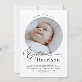 Invitación al bautismo de fotografía redonda