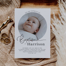 Invitación al bautismo de fotografía redonda