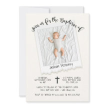 Invitación al bautismo de fotos de instantánea mod