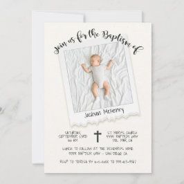 Invitación al bautismo de fotos de instantánea mod