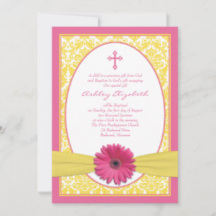 Invitación al bautismo de Gerbera Daisy amarillo r