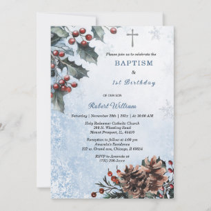 Invitación al Bautismo de Invierno y 1er Cumpleaño