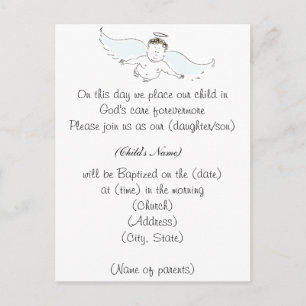 Invitación al bautismo de la bebé Ángel Volador