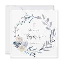 Invitación al bautismo de la corona azul polvorien