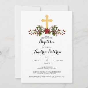 Invitación al bautismo de la cruz de oro de flores