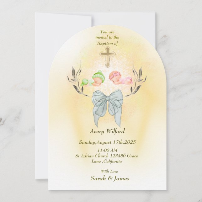 Invitación al bautismo de la cruz de oro suave (Anverso)