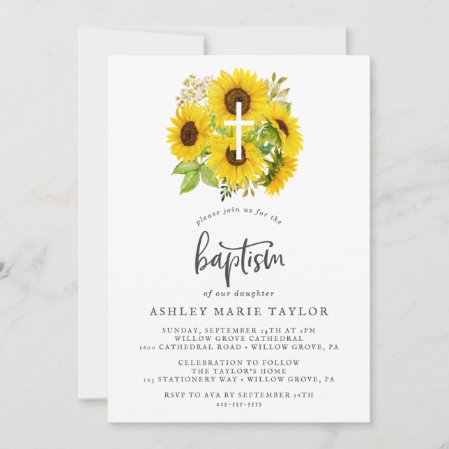 Invitación al bautismo de la cruz del girasol del  (Anverso)