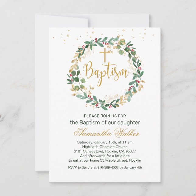 Invitación al bautismo de la Cruz Roja del Oro Ver (Anverso)