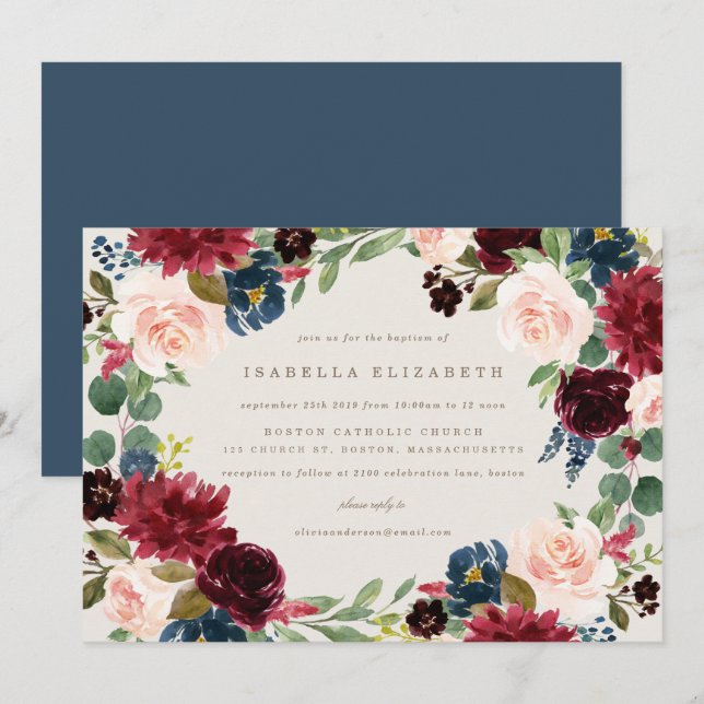 Invitación al bautismo de la elegancia de otoño (Anverso / Reverso)