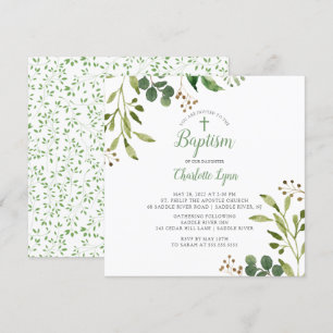 Invitación al bautismo de la hoja verde suave