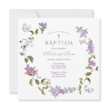 Invitación al bautismo de Lilac y Butterflies