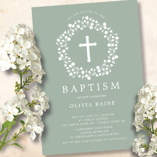 Invitación al bautismo de los Chicas florales sabi