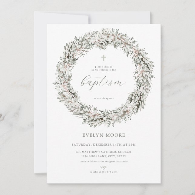 Invitación al bautismo de los Navidades de inviern (Anverso)