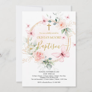 Invitación al bautismo de mariposa floral de Meado