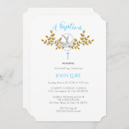 Invitación al bautismo de palo y cruz {Boy}