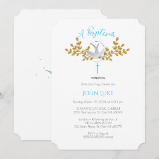 Invitación al bautismo de palo y cruz {Boy}