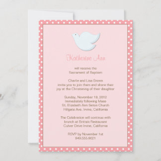 Invitación al bautismo de paloma para Chica