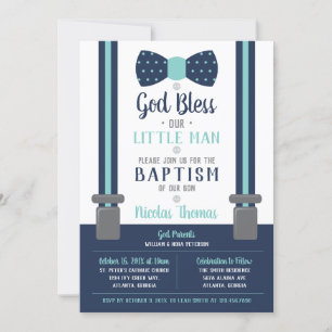 Invitación al bautismo de pequeño hombre, marina, 