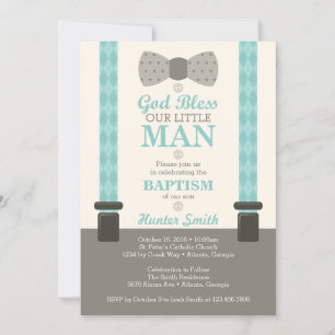 Invitación al bautismo de pequeño hombre, Verde az