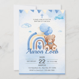 Invitación al bautismo de safari en globo azul de 