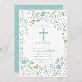 Invitación al bautismo de un niño hermosa cruz, fl