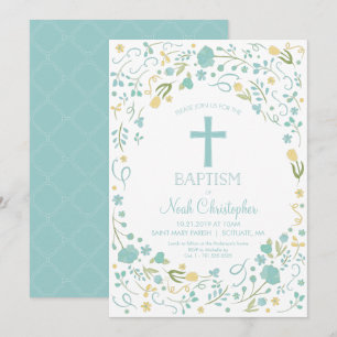 Invitación al bautismo de un niño hermosa cruz, fl