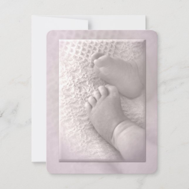 Invitación al bautismo de una niña bebé (Anverso)