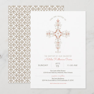 Invitación al bautismo de una niña cristiana