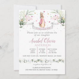 Invitación al bautismo de una niña pequeña con col