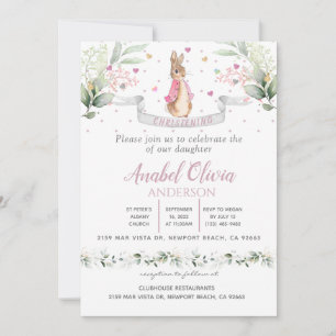 Invitación al bautismo de una niña pequeña con col