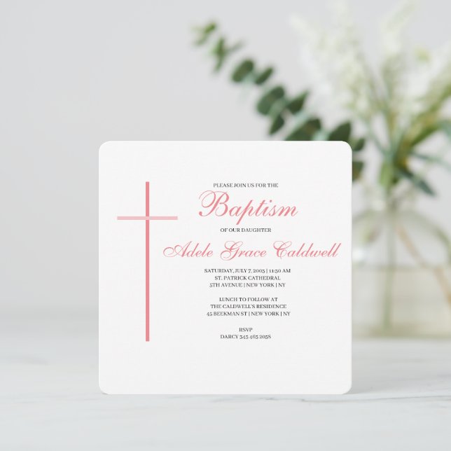 Invitación al bautismo dulce y simple (Anverso de pie)