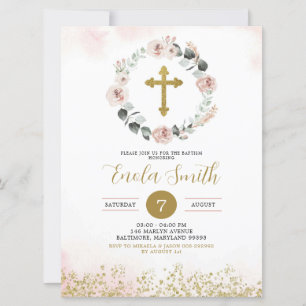Invitación al bautismo entre Chicas de oro rosado