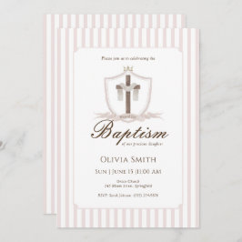 Invitación al bautismo entre Escudos rosados