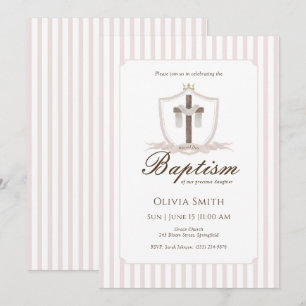 Invitación al bautismo entre Escudos rosados