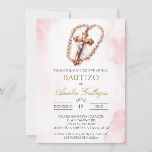 Invitación al bautismo español crucifijo