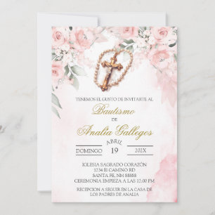 Invitación al bautismo español crucifijo