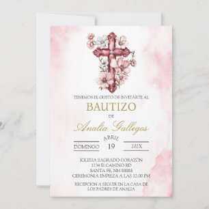 Invitación al bautismo español crucifijo