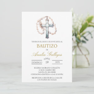 Invitación al bautismo español crucifijo