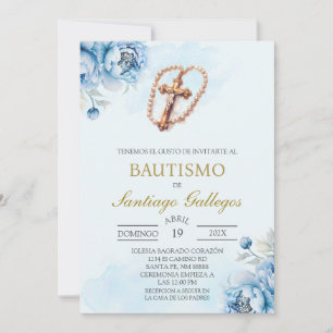 Invitación al bautismo español crucifijo