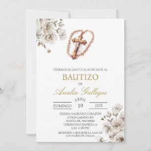 Invitación al bautismo español crucifijo